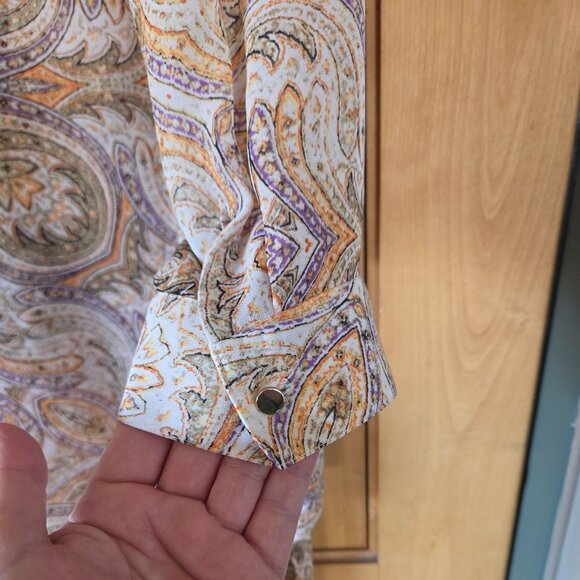 Chico's Sz 3 (XL) Asymmetric Mandala Pattern Boho Tunic Blouse w/Lace-Up Front - Picture 7 of 11